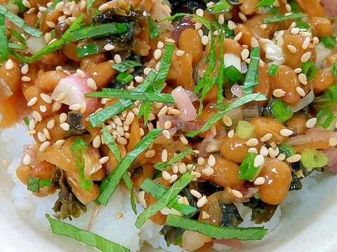 納豆の食べ方-香味しそわかめ♪